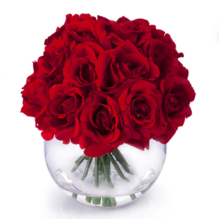 Mercer41 21 Heads Rose Silk Floral Arrangement in Round Vase & Reviews